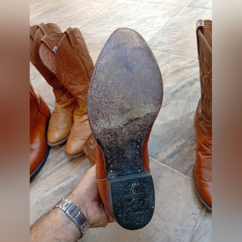 Tony Lama Smooth Ostrich Leather Cowboy Boots - Picture 6 of 9